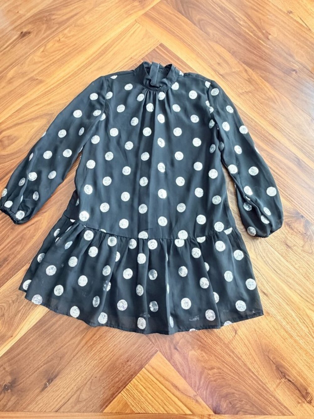 Milly Minis girls polka dot sequin dress black and silver girls size 10
